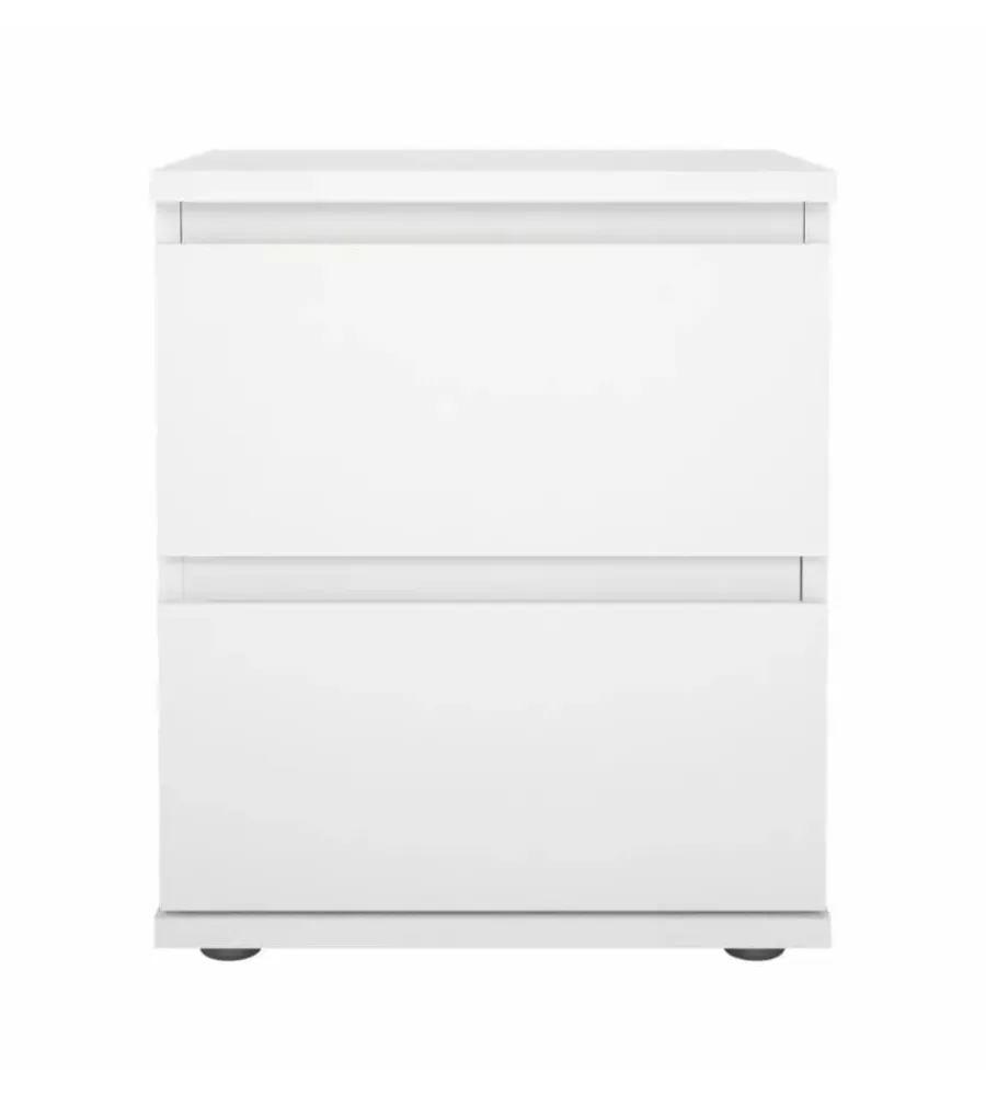 Letti E Comodini- Comodino 2 cassetti "nova" bianco 40,2x34x48,2 cm