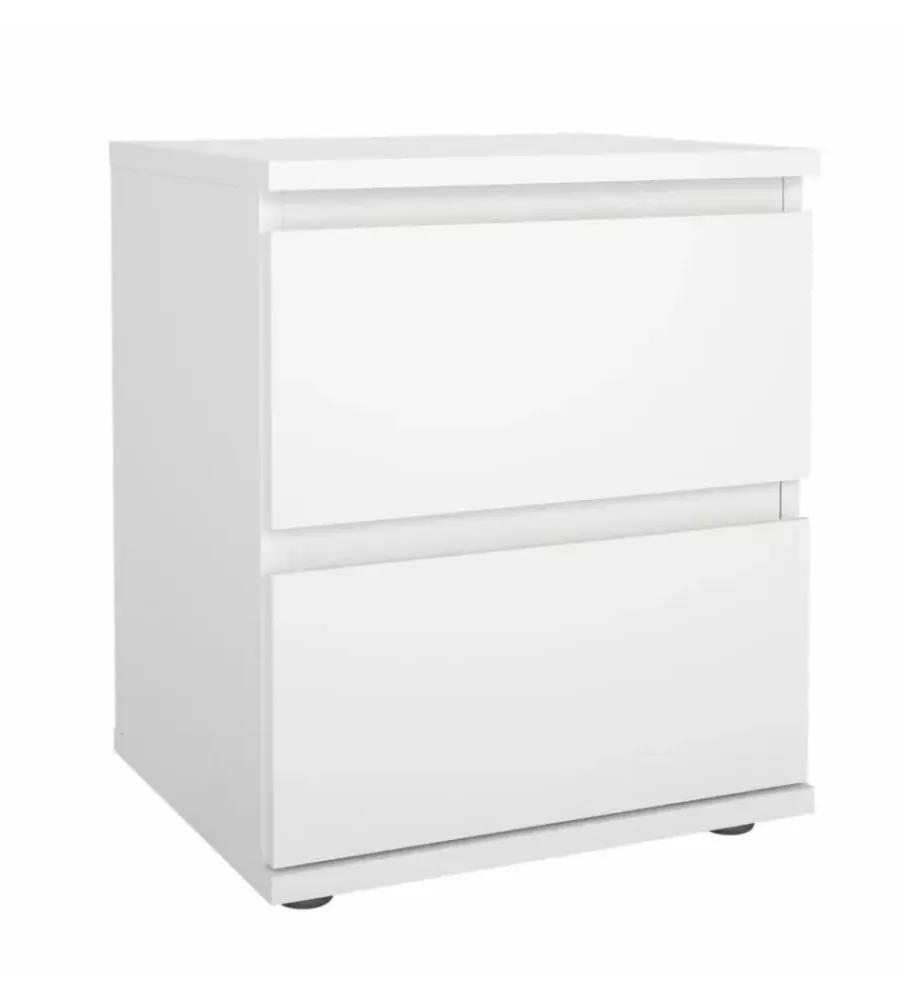 Letti E Comodini- Comodino 2 cassetti "nova" bianco 40,2x34x48,2 cm