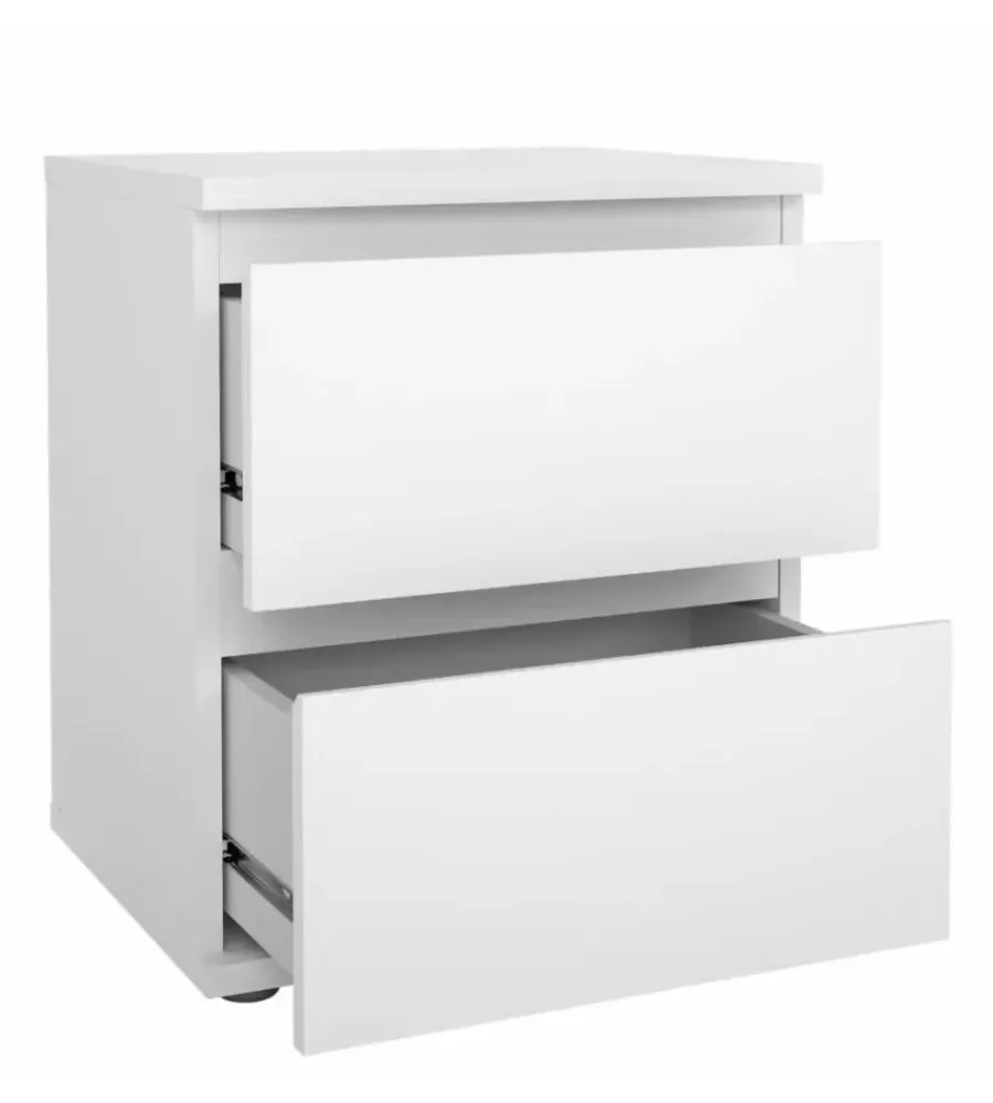 Letti E Comodini- Comodino 2 cassetti "nova" bianco 40,2x34x48,2 cm