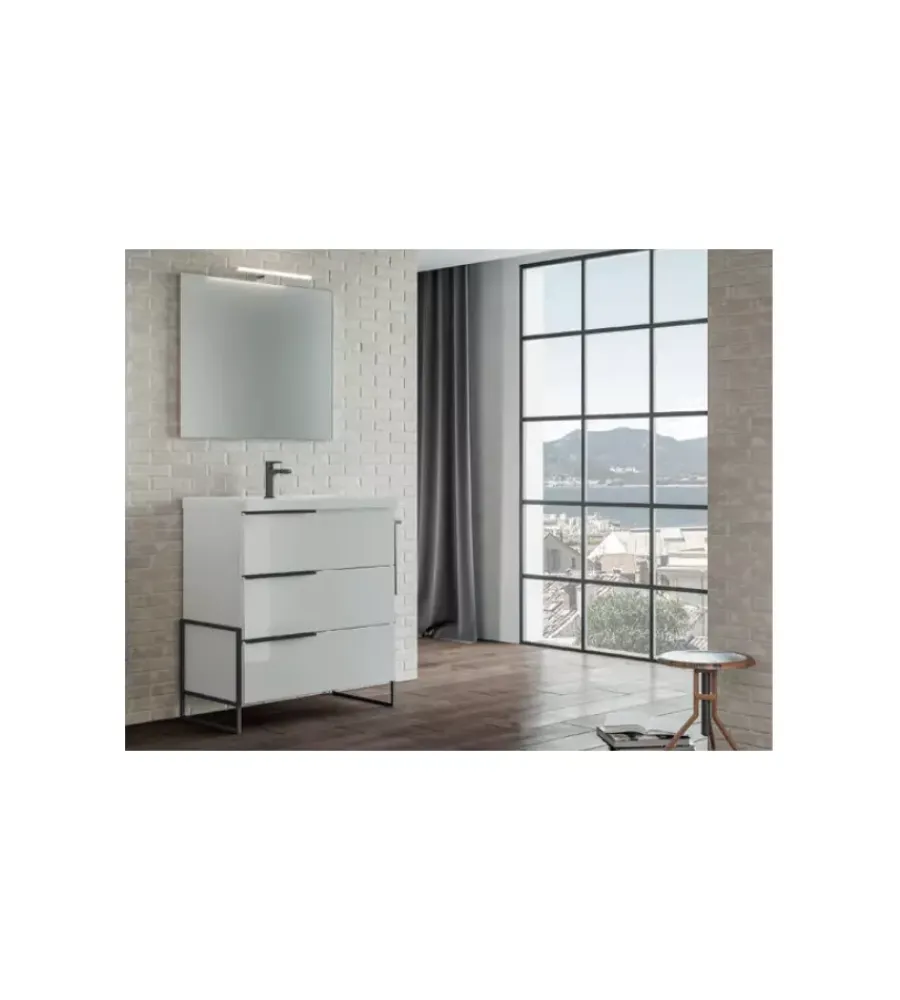Mobili Bagno- Composizione bagno "febe" bianco lucido 82x48x195 cm