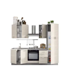 Cucina|Composizione cucina completa ares con lavello a sinistra e piano cottura a gas, 255x60x216 cm