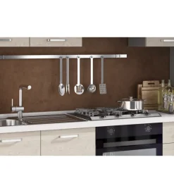 Cucina|Composizione cucina completa ares con lavello a sinistra e piano cottura a gas, 255x60x216 cm