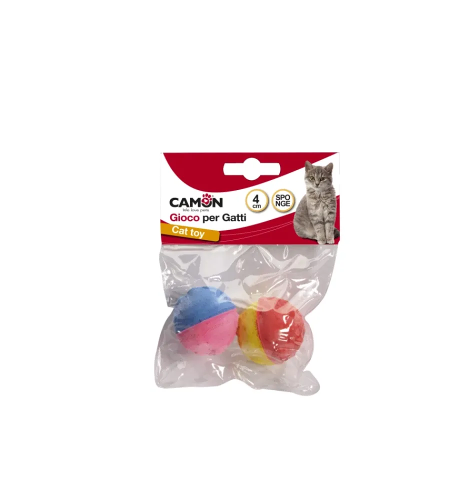 Giochi|Confezione da 2 palline per gatto in spugna "sponge roundball", diametro 4 cm
