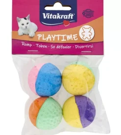 Giochi-Vitakraft Confezione da 4 palline per gatti in gomma naturale, diametro 4 cm