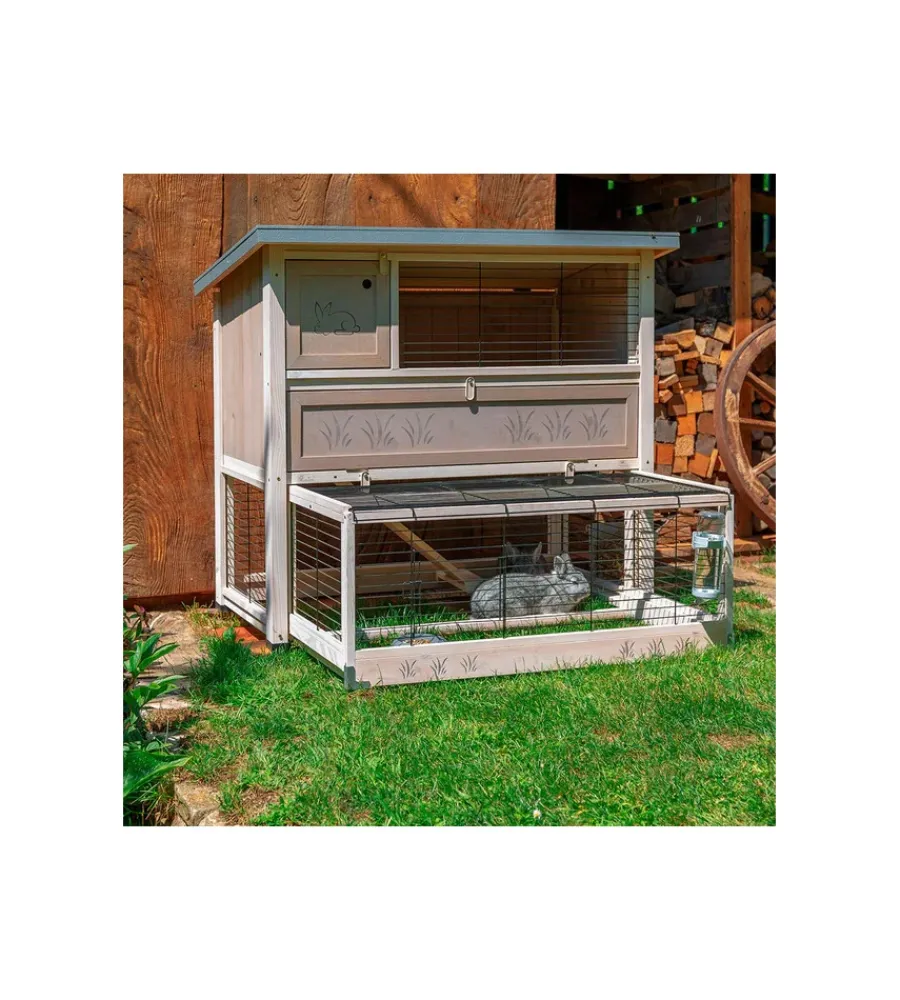 Gabbie Per Roditori-Ferplast Conigliera in legno "ranch 120 max", 117x69x107 cm -