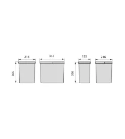 Discount Contenitori cassetti 266, 2x7 plastica grigio antr Raccolta Differenziata