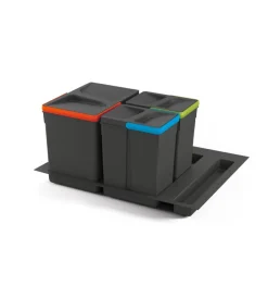 Emuca Raccolta Differenziata|Contenitori per raccolta differenziata 12l+7l+7l modulo 60 cm,