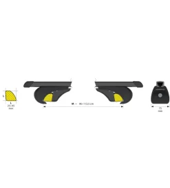 Portaggio-Nordrive Coppia barre portatutto in acciaio rail top - m - 120 cm n15030