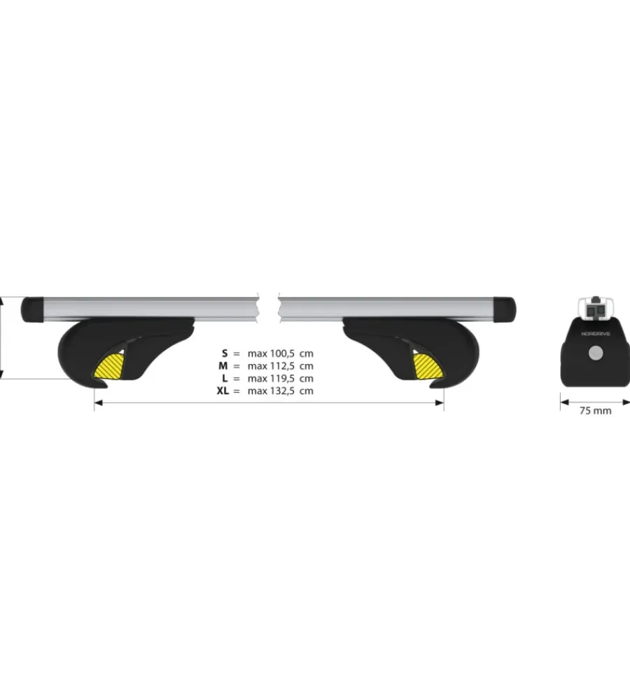 Portaggio-Nordrive Coppia barre portatutto in alluminio yuro - l - 127 cm n15046