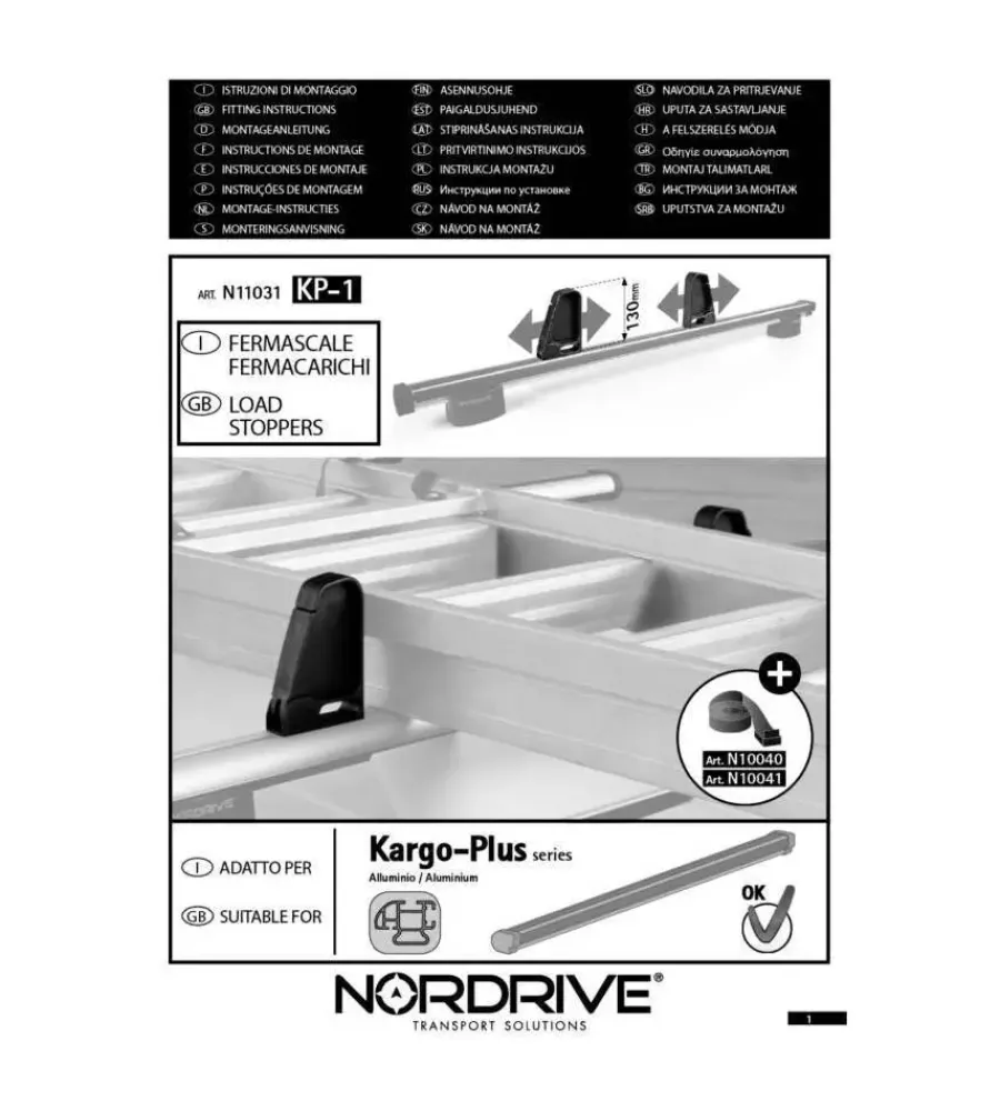 Portaggio-Nordrive Coppia fermacarico kp 1 per barre kargo plus n11031