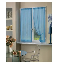 Tessile D'Arredo- Coppia tendine boucle soft blu 70x150