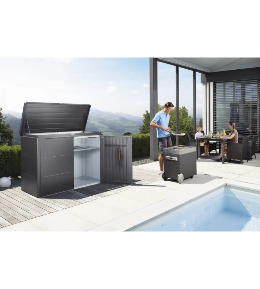 Online Copribidone o portattrezzi "highboard 160" in acciaio zincato grigio scuro metallizzato - cod. 73015 Contenitori Da Esterno