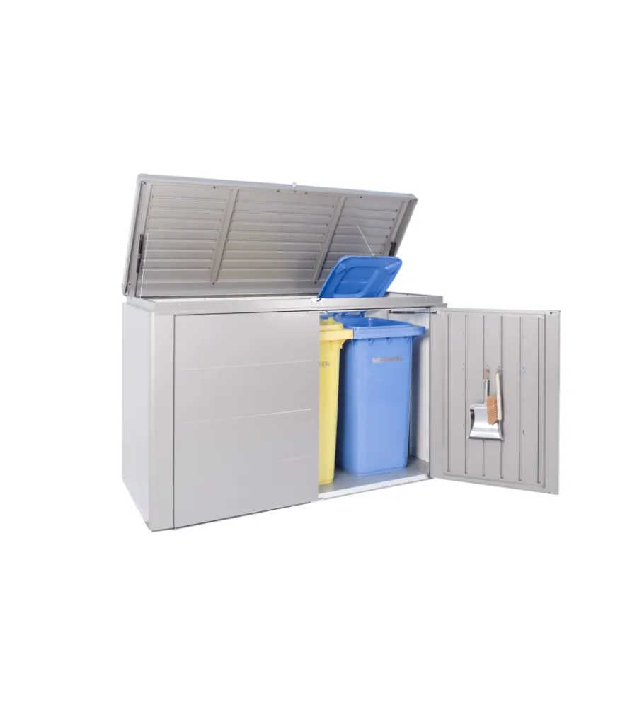 Copribidone o portattrezzi "highboard 200" in acciaio zincato grigio quarzo metallizzato - cod. 70025 Contenitori Da Esterno