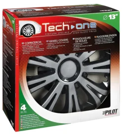 Lampa Auto Esterno|Copricerchi per auto "avera" silver & black - ø 13" pilot  31615