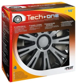 Auto Esterno-Lampa Copricerchi per auto "avera" silver & black - ø 14" pilot 31616