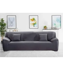 Tessile D'Arredo-BellaHome Copridivano 4 posti elasticizzato grigio, 235-300 cm