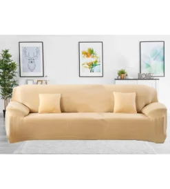 Online Copridivano 4 posti elasticizzato crema, 235-300 cm Tessile D'Arredo