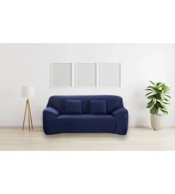 BellaHome Tessile D'Arredo|Copridivano 2 posti elasticizzato blu, 145-185 cm