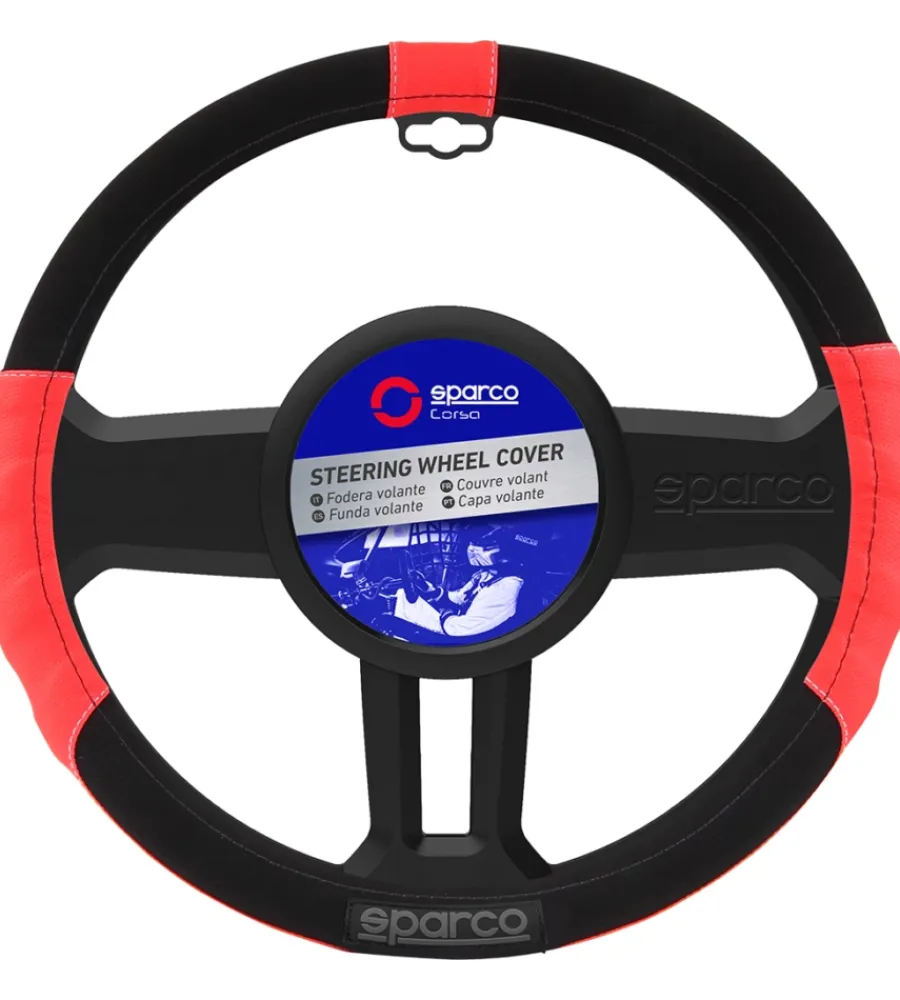 Auto Interno-Sparco Coprivolante auto universale rosso/nero antiscivolo - spc1108
