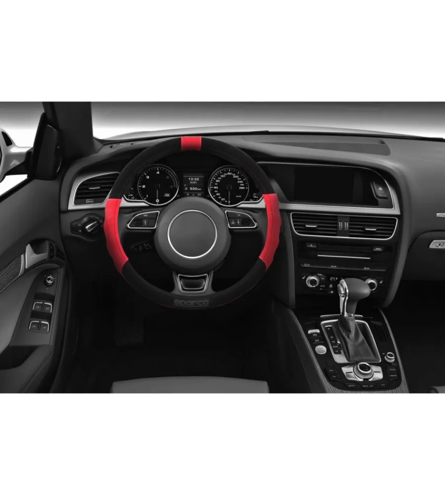 Auto Interno-Sparco Coprivolante auto universale rosso/nero antiscivolo - spc1108