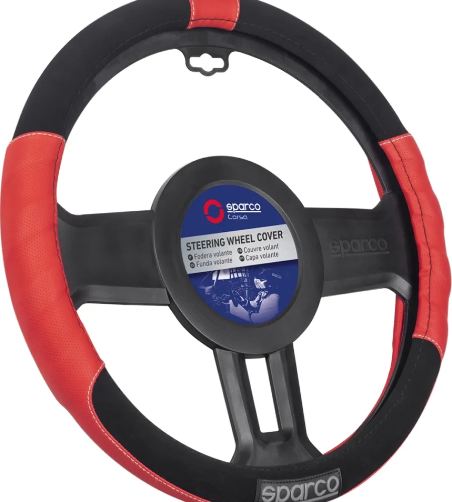 Auto Interno-Sparco Coprivolante auto universale rosso/nero antiscivolo - spc1108