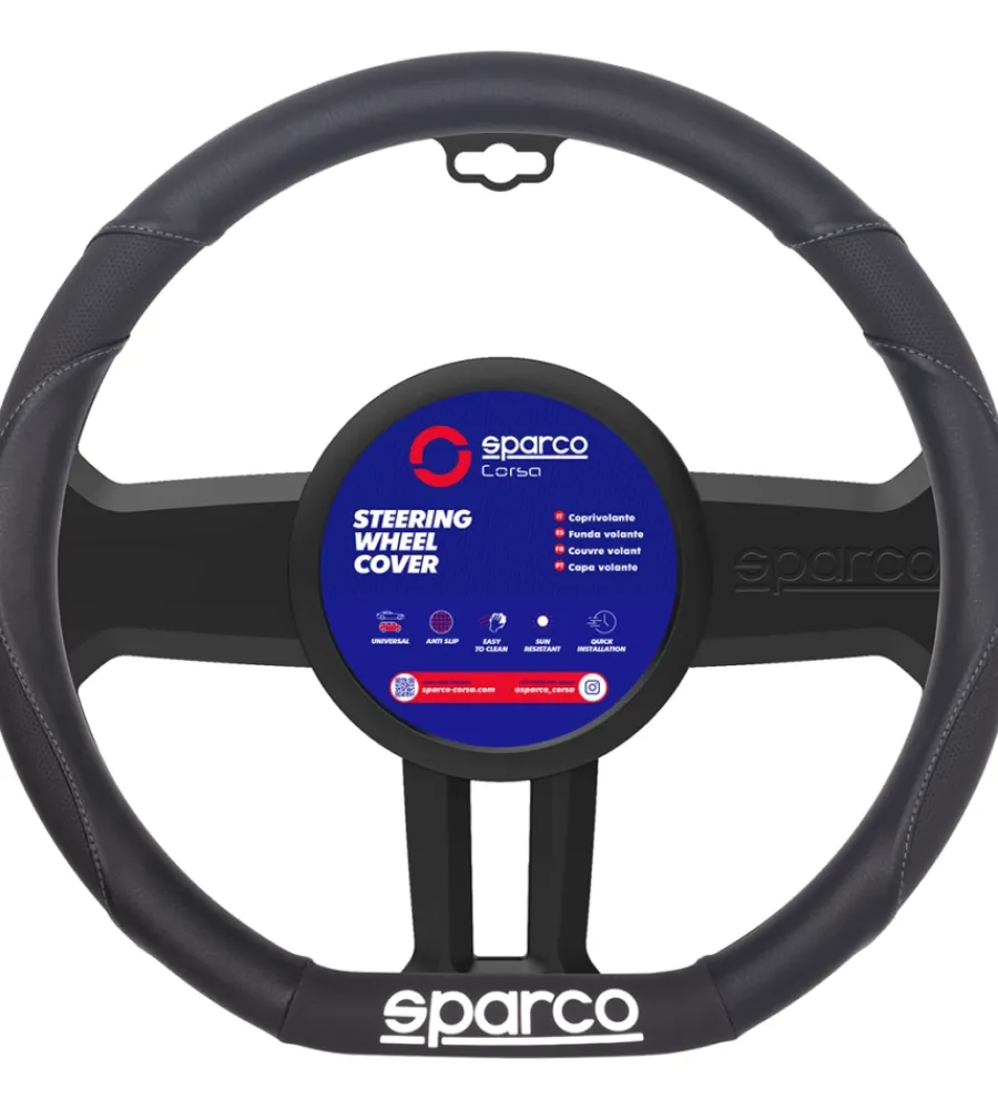 Auto Interno-Sparco Coprivolante per auto nero in pvc
