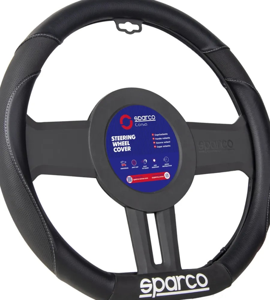Auto Interno-Sparco Coprivolante per auto nero in pvc