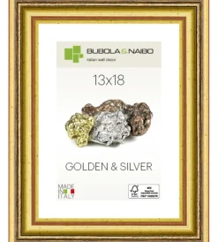 Outlet Cornice in legno colore oro "beta" - 13 x 18 cm Decorazione Pareti