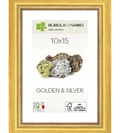 Bubola&Naibo Decorazione Pareti|Cornice in legno colore oro "marisa" - 10 x 15 cm