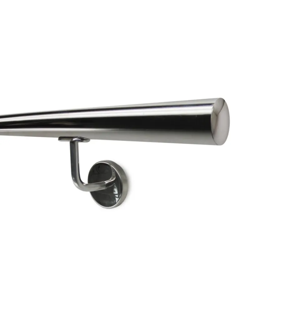 Metal Expert Porte, Scale E Pavimenti|Corrimano tondo in acciaio inox aisi 316 lucido da 3 metri - kit completo con ancoraggio