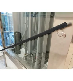 Porte, Scale E Pavimenti-Metal Expert Corrimano tondo in ferro zincato grigio antracite da 2 metri - kit completo con ancoraggio