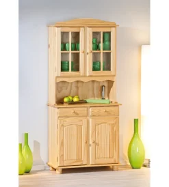 Vetrine E Vetrinette|Credenza 2 ante + 2 cassetti pino massello naturale, 88x198x43 cm