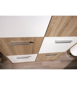 Credenze E Buffet- Credenza buffet 6 ante finitura rovere e bianco, 77x30x115 cm