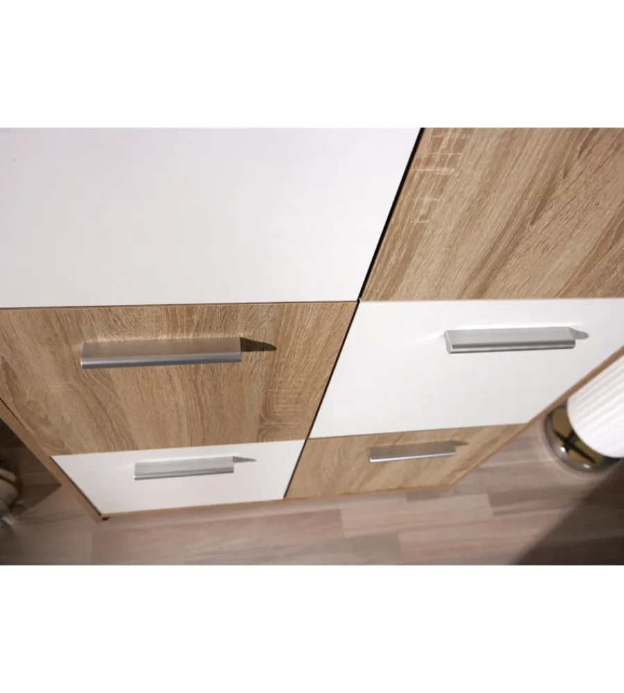 Credenze E Buffet- Credenza buffet 6 ante finitura rovere e bianco, 77x30x115 cm