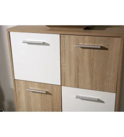 Credenze E Buffet- Credenza buffet 6 ante finitura rovere e bianco, 77x30x115 cm
