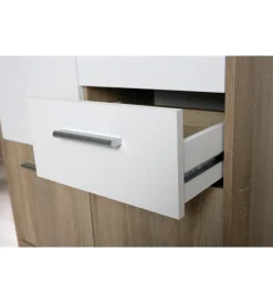 Credenza buffet 2 cassetti e 3 ante rovere e bianco, 77x30x77 cm Credenze E Buffet