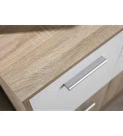 Credenza buffet 2 cassetti e 3 ante rovere e bianco, 77x30x77 cm Credenze E Buffet