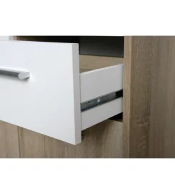 Credenza buffet 2 cassetti e 3 ante rovere e bianco, 77x30x77 cm Credenze E Buffet
