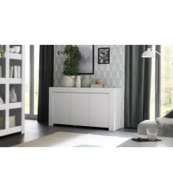 Credenze E Buffet- Credenza "firenze" 3 ante bianco opaco, 138x81x42 cm
