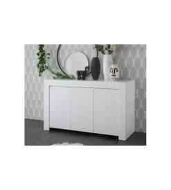 Credenze E Buffet- Credenza "firenze" 3 ante bianco opaco, 138x81x42 cm