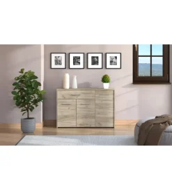 BellaHome Credenze E Buffet|Credenza "girona" 3 ante e 1 cassetto quercia, 119x33x80,5 cm
