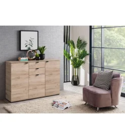 Credenze E Buffet-BellaHome Credenza "pamplona" 3 ante e 2 cassetti, 135x40x95 cm