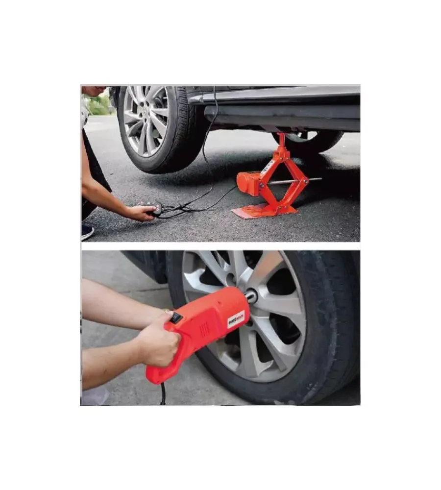 Garage E Manutenzione- Cric elettrico di emergenza con chiave ad impulsi per cambio gomme, portata 2 tonnellate- automan