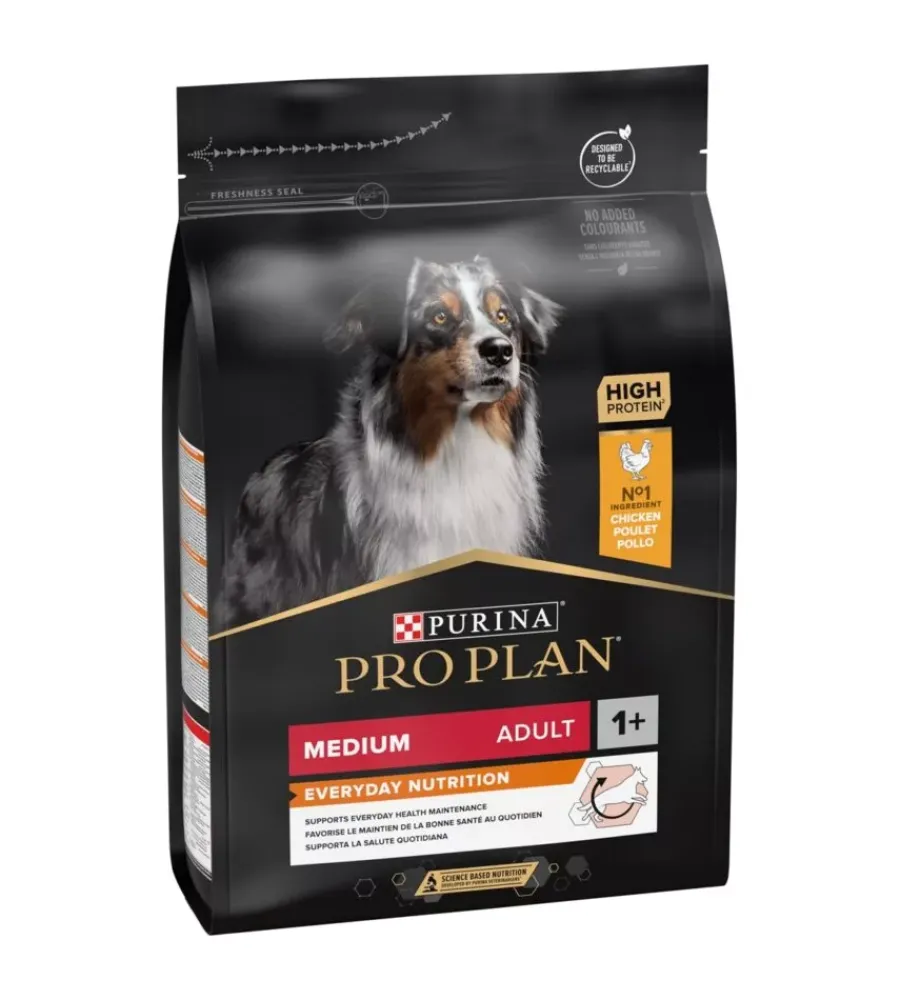 Purina Alimenti Secco Cane|Crocchette per cani "pro plan" adulto di taglia media con pollo everyday nutrition 3 kg