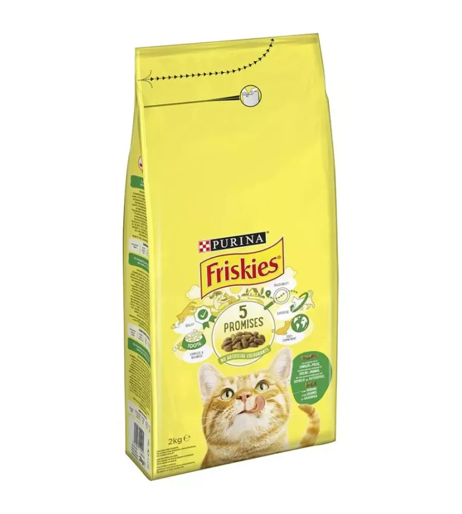 Friskies Alimenti Secco Gatto|Crocchette per gatto adulto "vitality" con coniglio, pollo e verdure, 2kg - purina