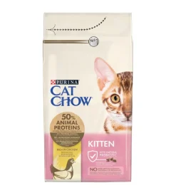 Alimenti Secco Gatto-Purina Crocchette per gatto kitten "cat chow" al pollo, 1,5 kg -