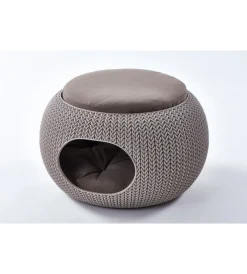 Clearance Cuccia chiusa per gatti e cani di taglia piccola "cozy" chiusa a 2 ripiani in resina beige 57x58x24 cm Cucce E Accessori Relativi
