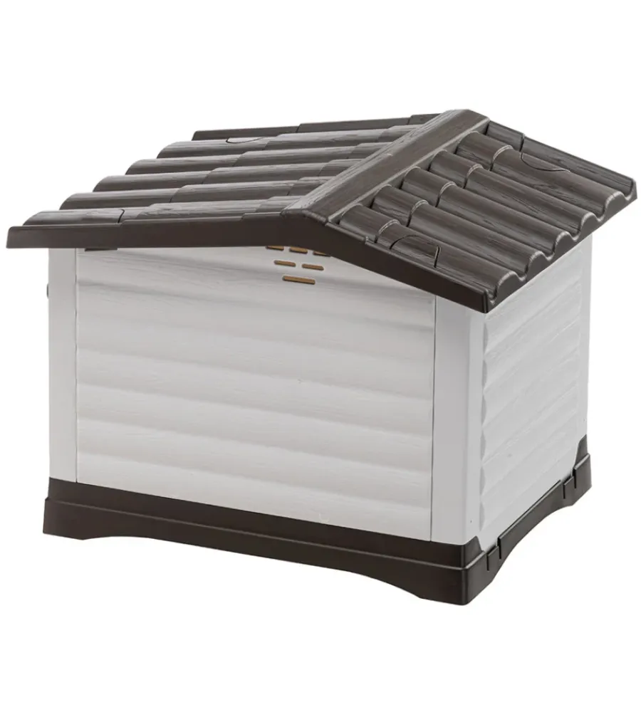 Ferplast Cucce E Accessori Relativi|Cuccia per cani da esterno "dogvilla 60" con parete ribaltabile in resina grigio 58x48x44 cm