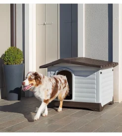 Cucce E Accessori Relativi-Ferplast Cuccia per cani da esterno "dogvilla 90" con parete ribaltabile in resina grigio 88x72x65 cm