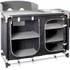 Best Cucina da campeggio pieghevole con lavello removibile "azabache ctw square"in alluminio e poliestere nero 2 scomparti 110x48x90/118 cm Campeggio